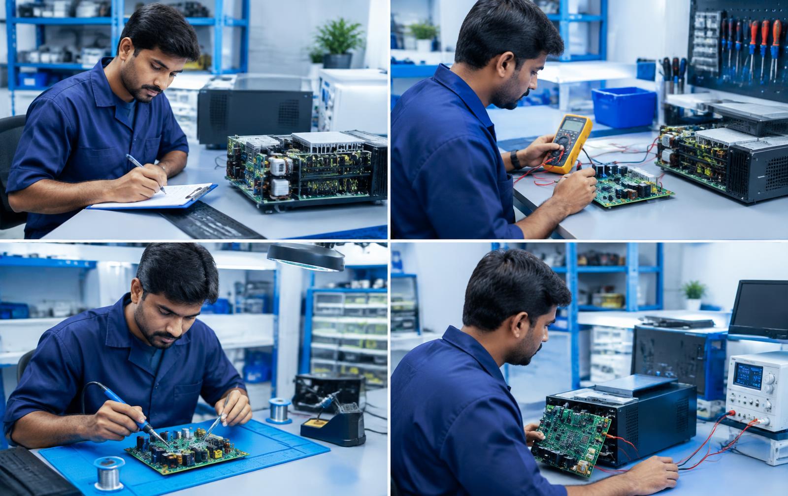 Four stages of professional inverter inspection, diagnosis, soldering and testing